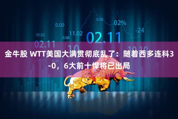 金牛股 WTT美国大满贯彻底乱了：随着西多连科3-0，6大前十悍将已出局